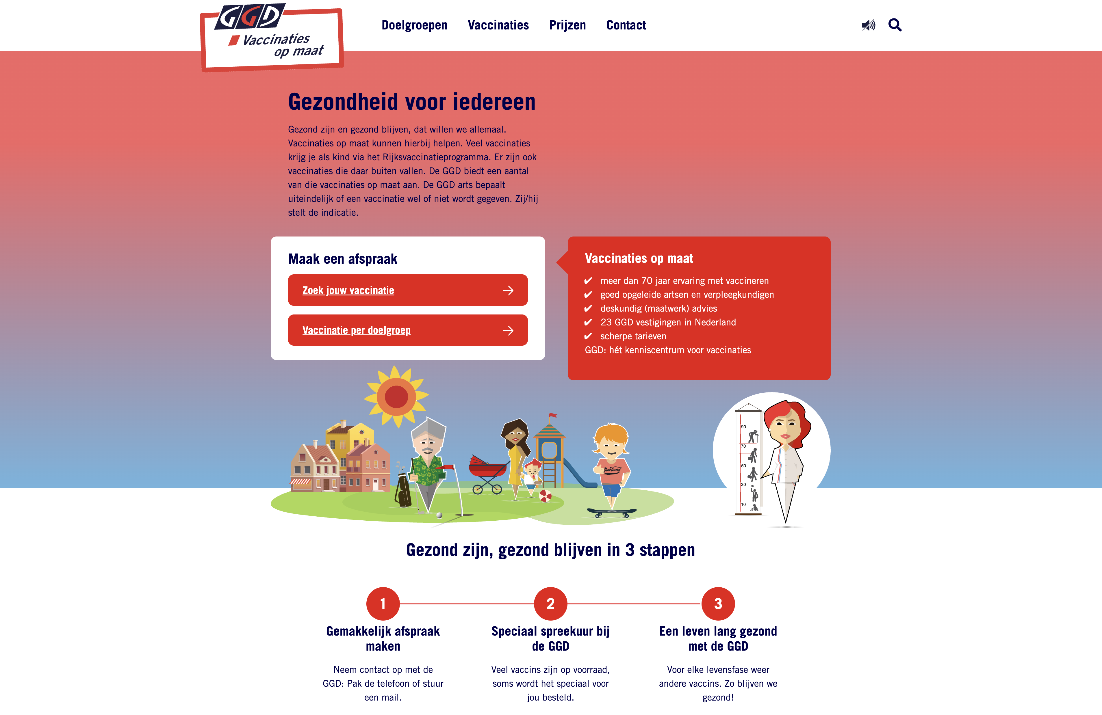 De website GGDVaccinatiesopmaat voor vaccinaties in het dagelijks leven