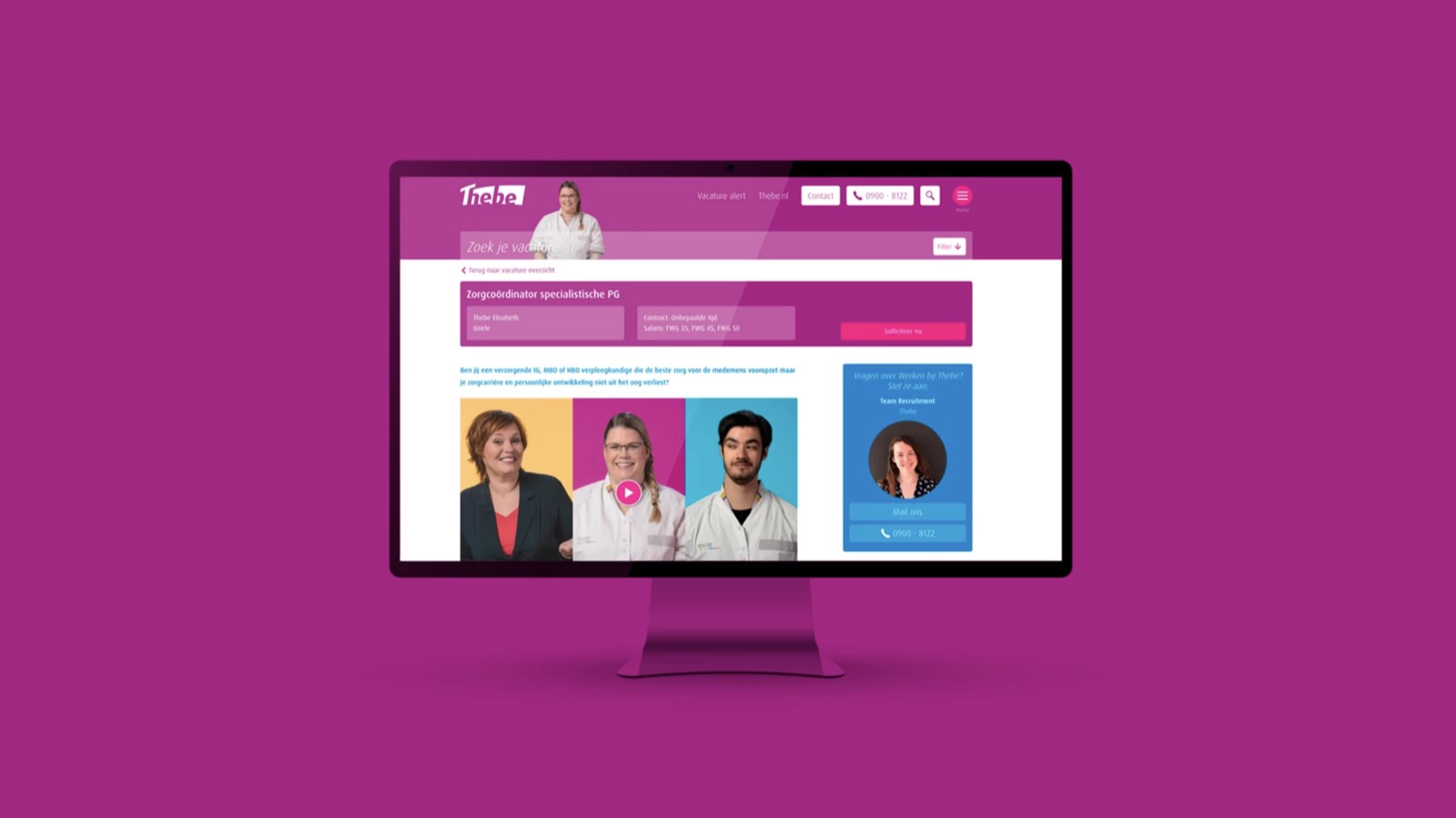 Thebe's careers website with vacancies and the WAUW concept.
