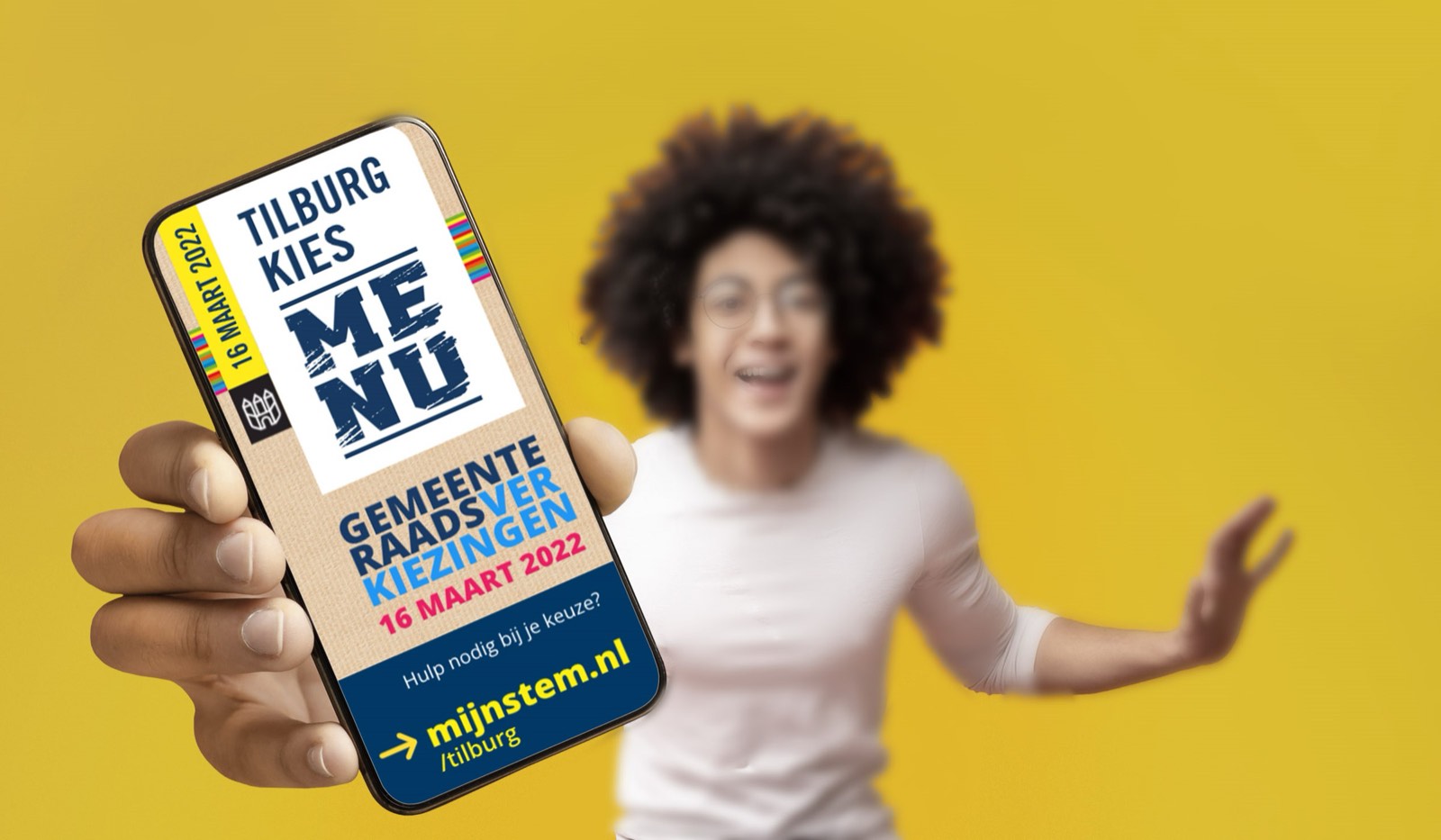 Variant van de mobiele advertentie Tilburg kies ME NU.