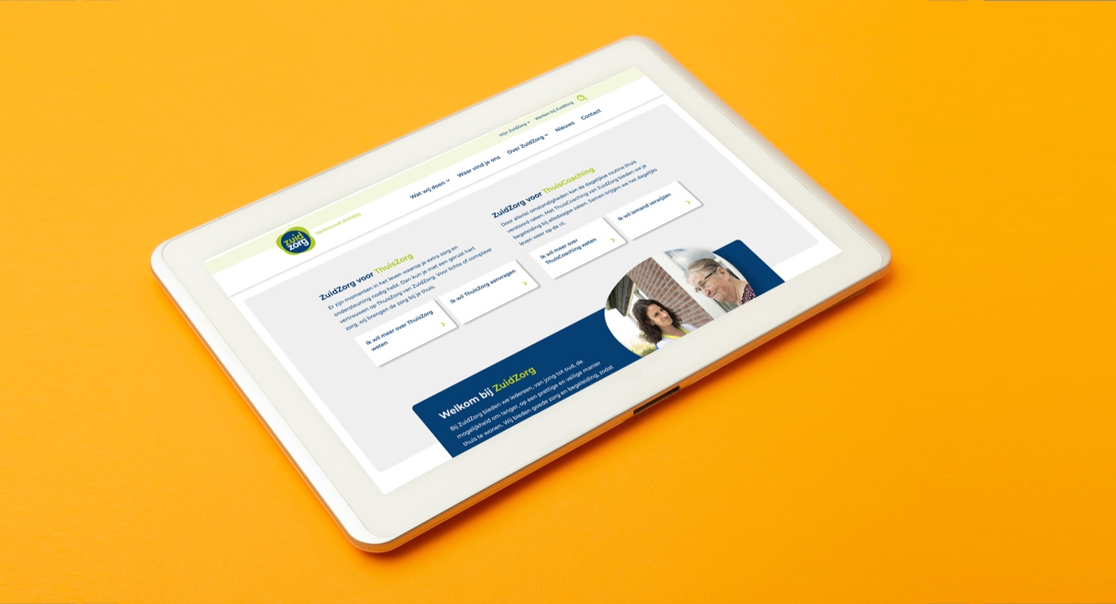 De corporate website van ZuidZorg: vraaggestuurd, professioneel en menselijk.